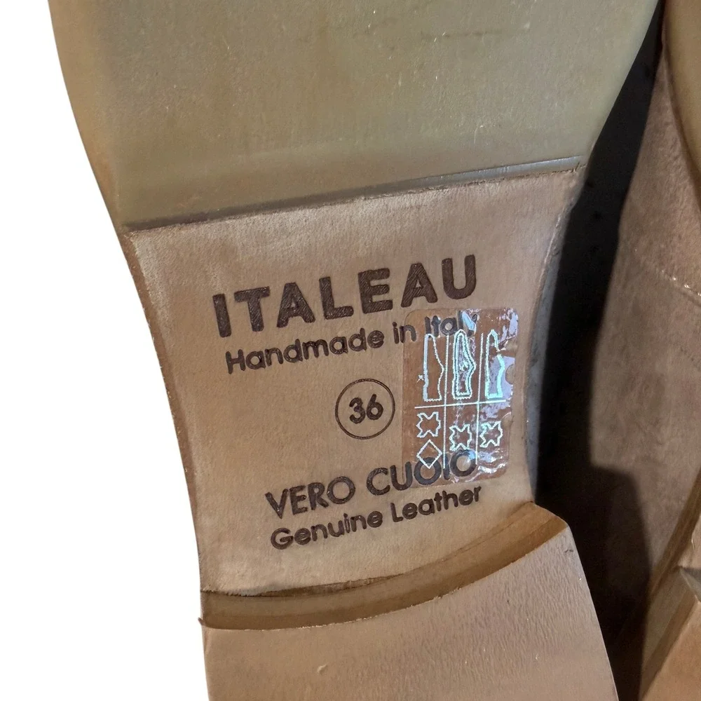 Italeau Taupe Suede Laser Cut‎ Ankle Boots Womens 36 Boho Italian Leather Zip - Picture 2 of 8